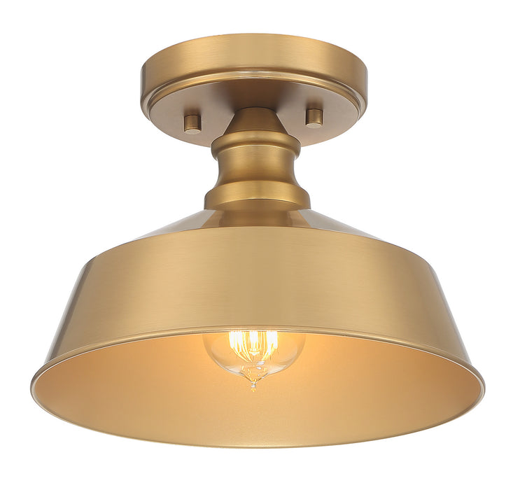 Meridian M60068NB One Light Semi-Flush Mount, Natural Brass