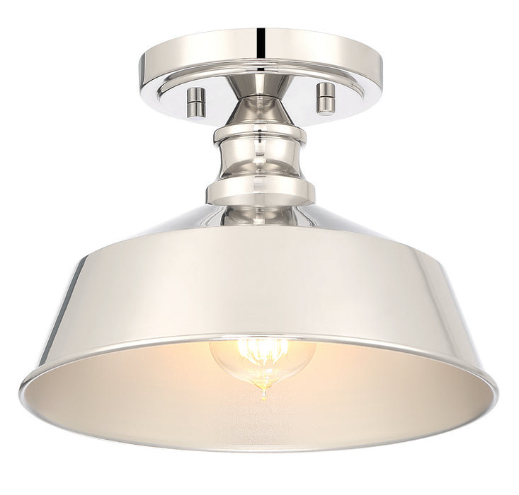 Meridian M60068PN One Light Semi-Flush Mount, Polished Nickel