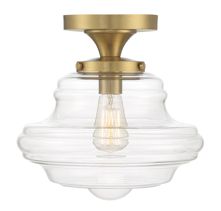 Meridian M60069NB One Light Semi-Flush Mount, Natural Brass
