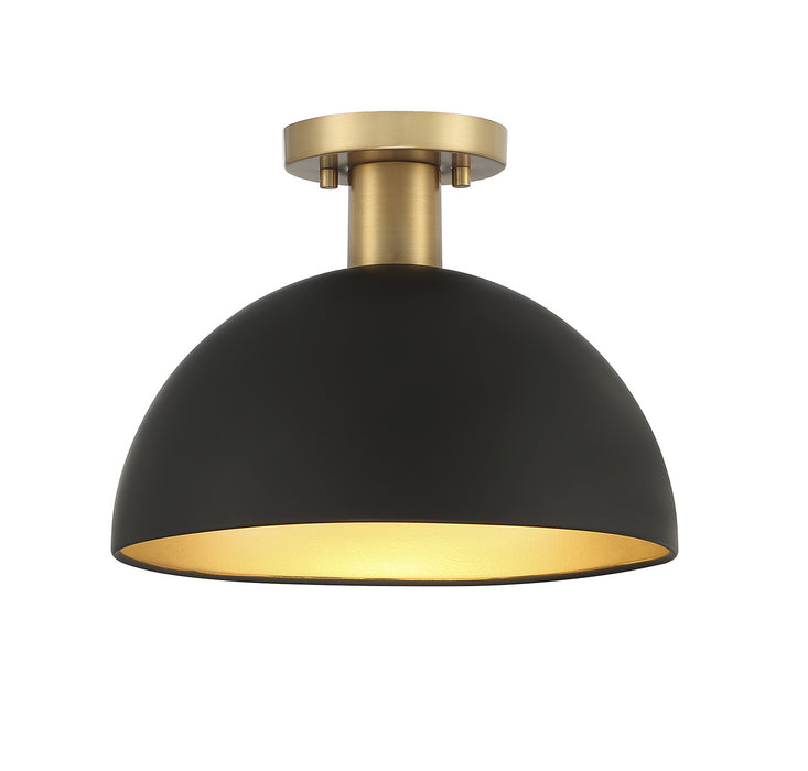 Meridian M60071MBKNB One Light Semi-Flush Mount, Matte Black with Natural Brass