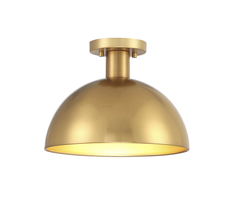 Meridian M60071NB One Light Semi-Flush Mount, Natural Brass