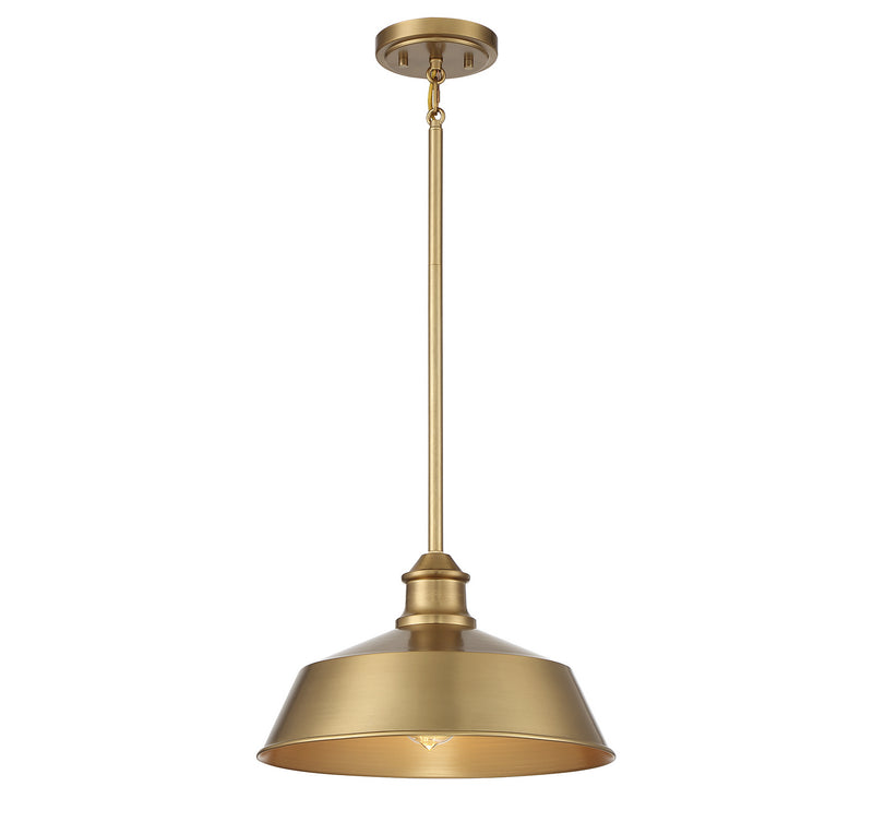 Meridian M7021NB One Light Pendant, Natural Brass