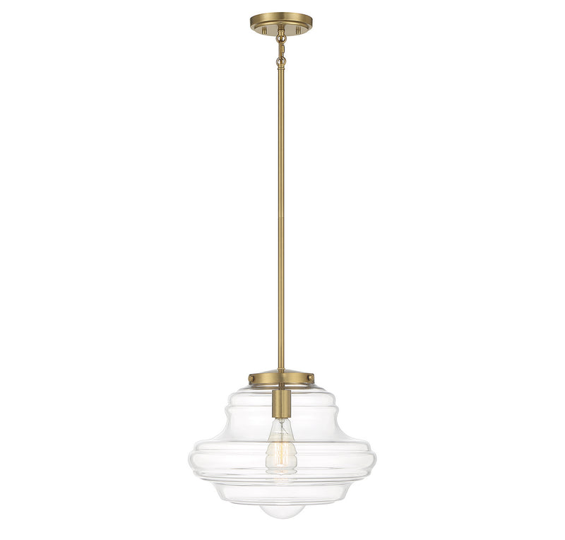 Meridian M7022NB One Light Pendant, Natural Brass