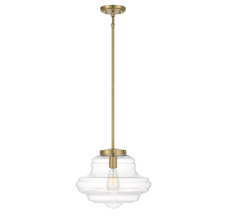 Meridian M7022NB One Light Pendant, Natural Brass