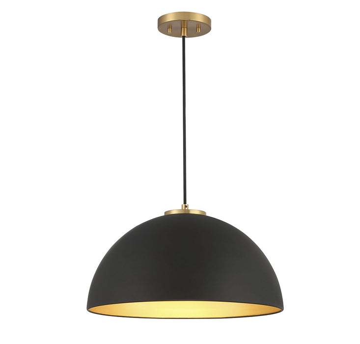Meridian M7024MBKNB One Light Pendant, Matte Black with Natural Brass