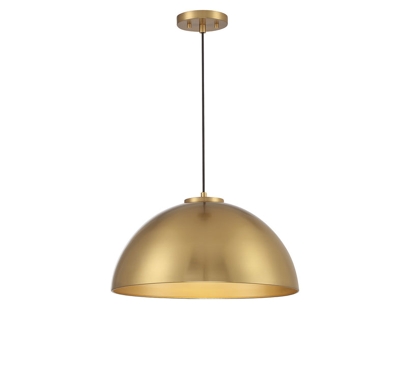 Meridian M7024NB One Light Pendant, Natural Brass