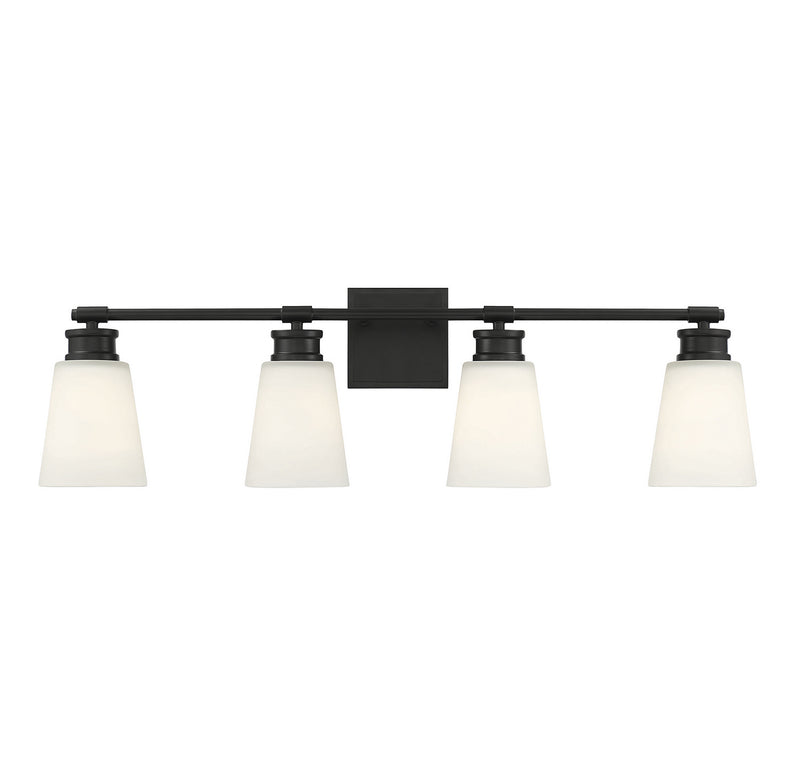 Meridian M80056MBK Four Light Bathroom Vanity Light, Matte Black