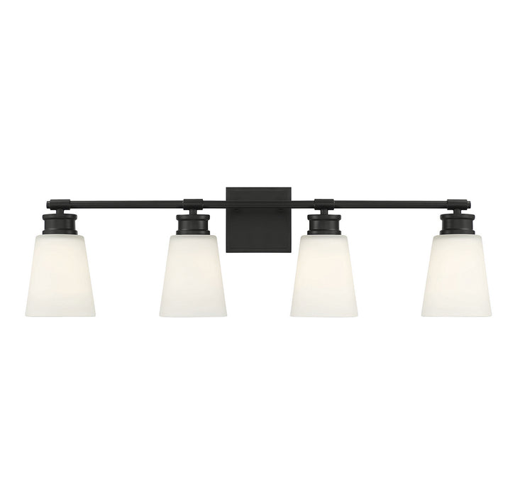 Meridian M80056MBK Four Light Bathroom Vanity Light, Matte Black