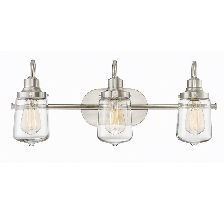 Meridian M80070BN Three Light Bathroom Vanity, Brushed Nickel