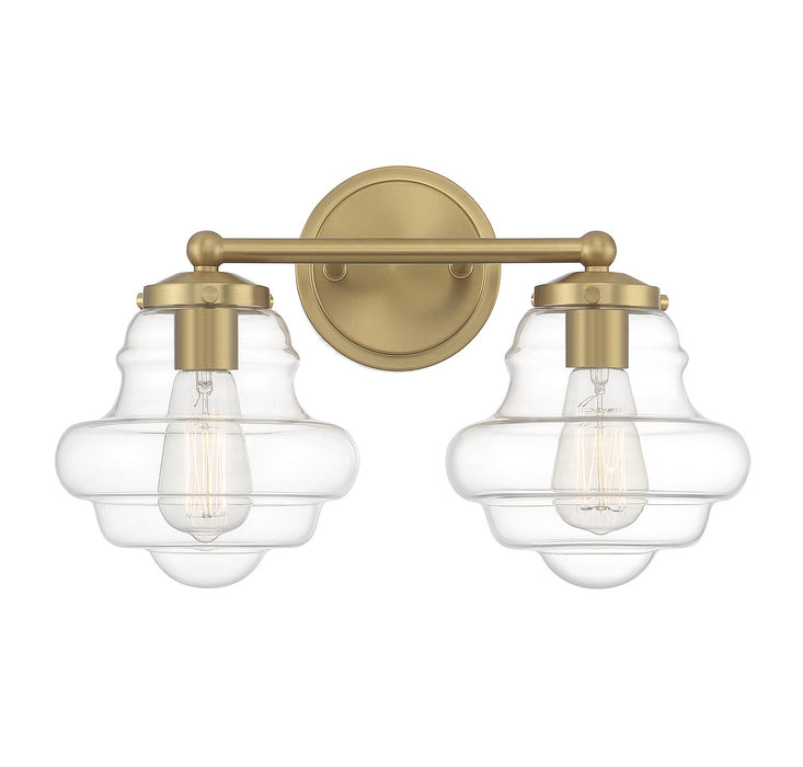 Meridian M80072NB Two Light Bathroom Vanity, Natural Brass