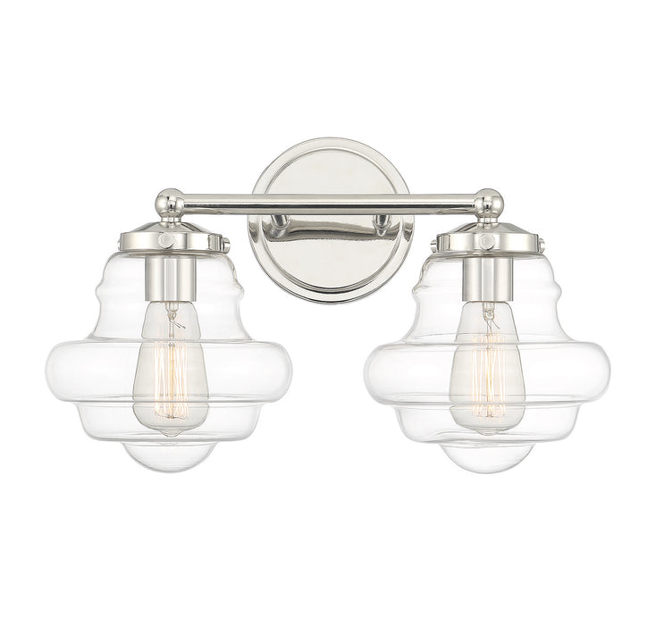 Meridian M80072PN Two Light Bathroom Vanity, Polished Nickel