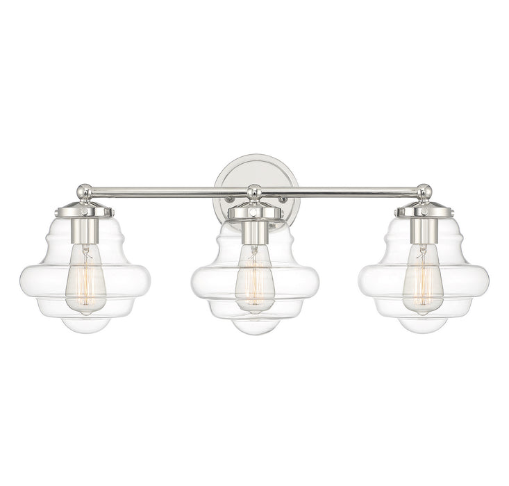 Meridian M80073PN Three Light Bathroom Vanity, Polished Nickel