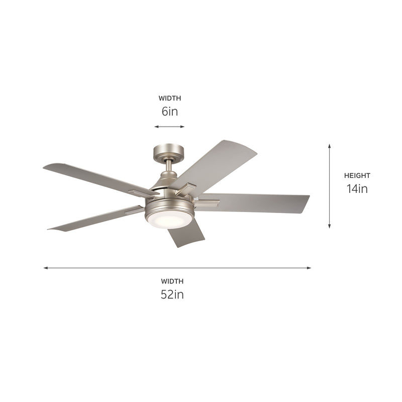 Kichler 310075NI 52" Ceiling Fan, Brushed Nickel