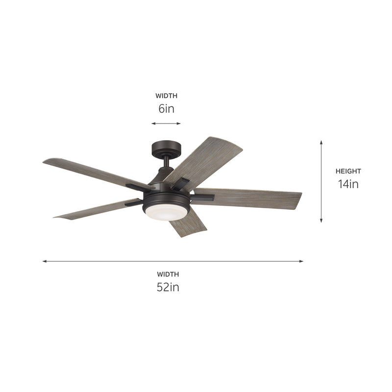 Kichler 310075OZ 52" Ceiling Fan, Olde Bronze