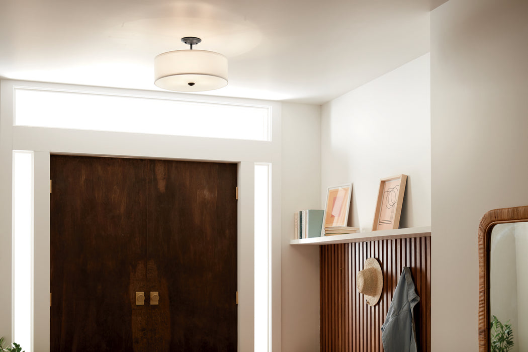 Kichler 43675BK Three Light Semi Flush Mount, Black