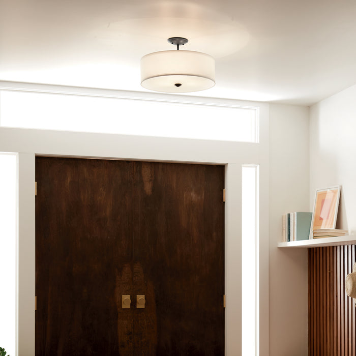 Kichler 43675BK Three Light Semi Flush Mount, Black