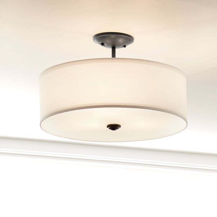 Kichler 43675BK Three Light Semi Flush Mount, Black