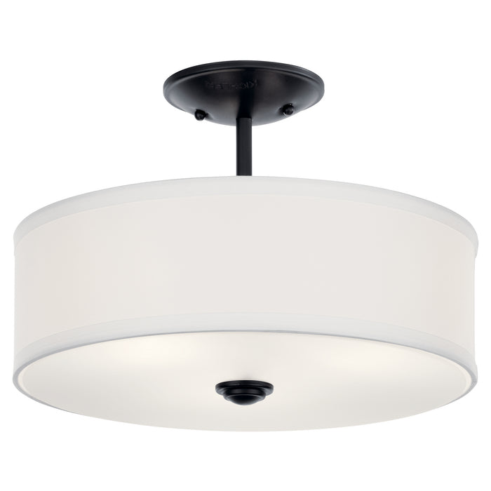 Kichler 43675BK Three Light Semi Flush Mount, Black