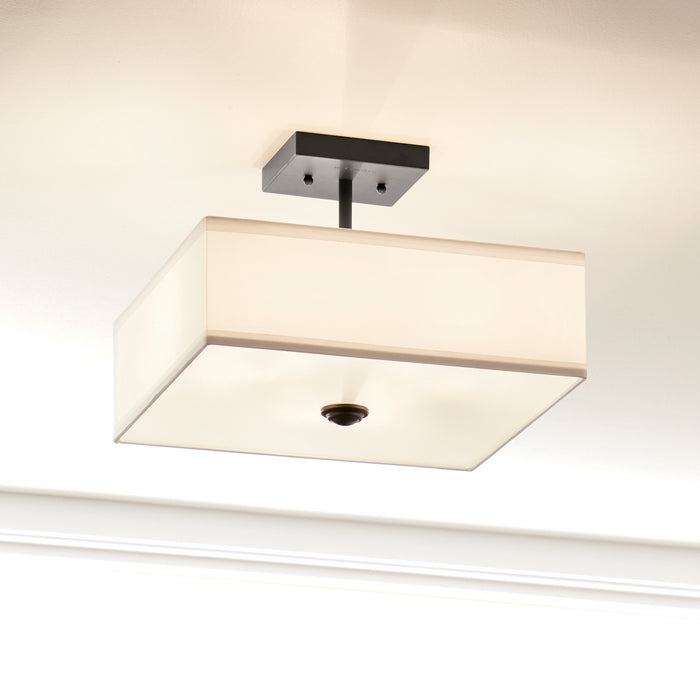 Kichler 43691BK Three Light Semi Flush Mount, Black