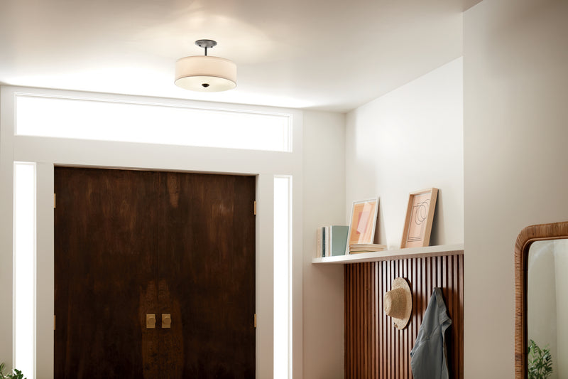 Kichler 43692BK Three Light Semi Flush Mount, Black