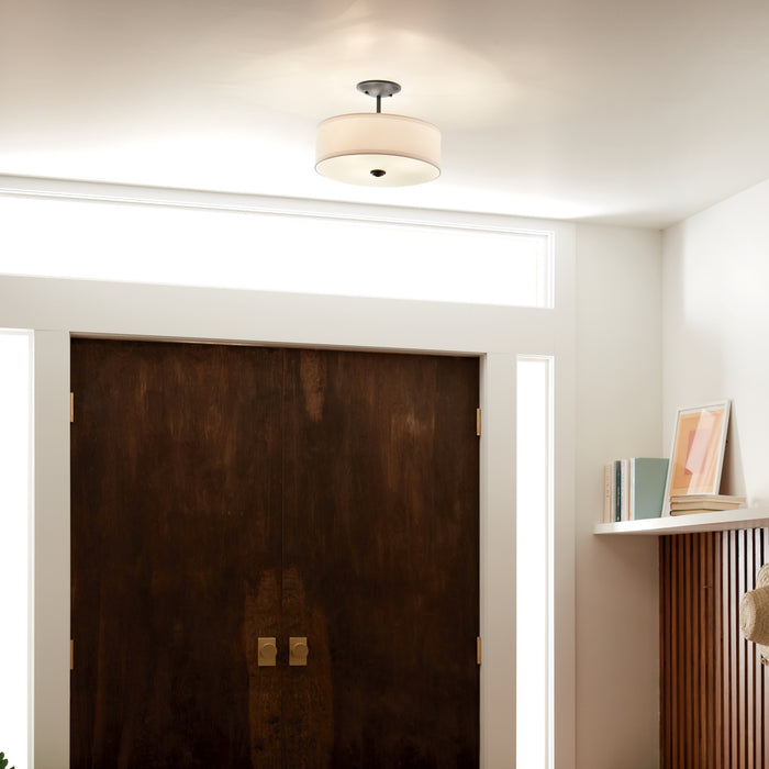 Kichler 43692BK Three Light Semi Flush Mount, Black