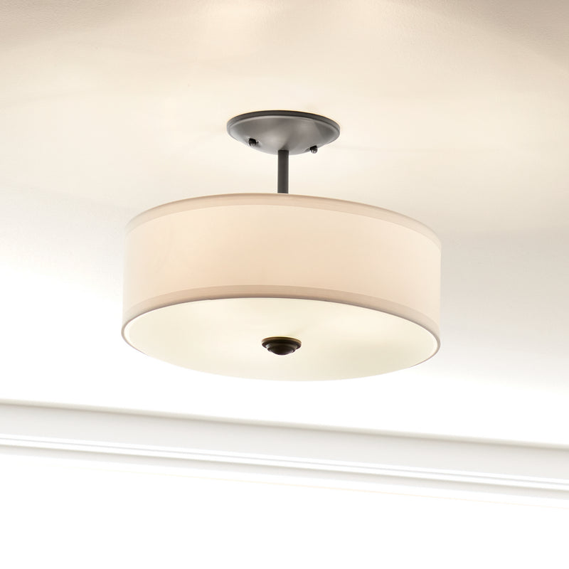 Kichler 43692BK Three Light Semi Flush Mount, Black