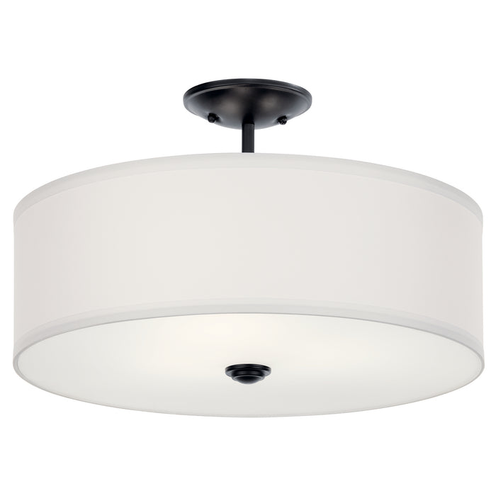 Kichler 43692BK Three Light Semi Flush Mount, Black