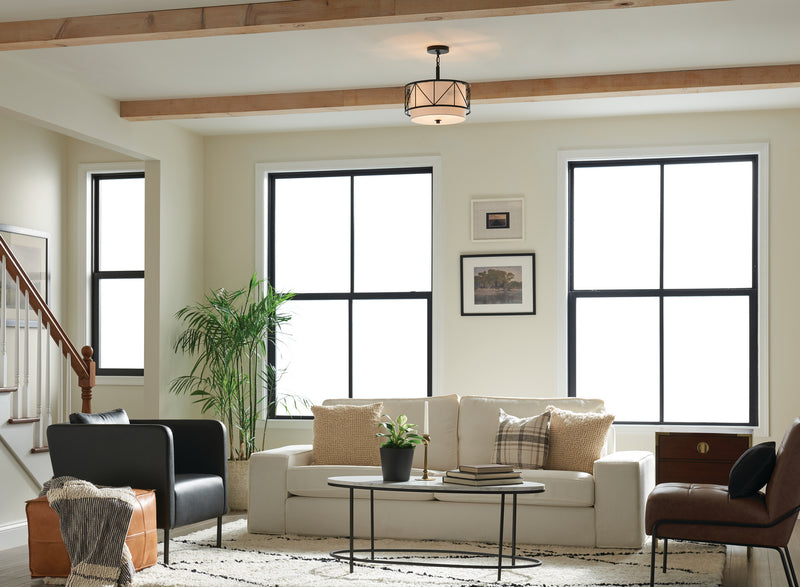 Kichler 52074BK Three Light Pendant/Semi Flush, Black