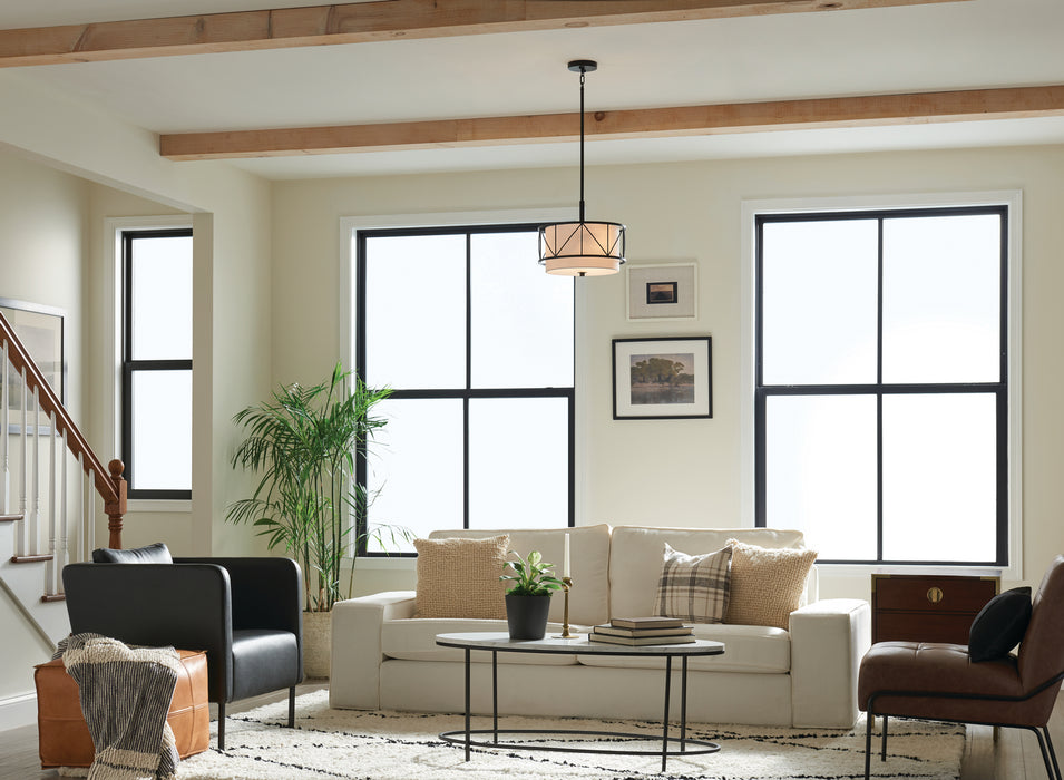 Kichler 52074BK Three Light Pendant/Semi Flush, Black