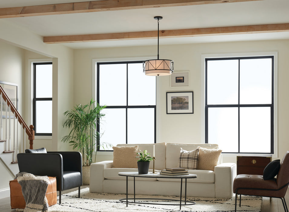 Kichler 52075BK Three Light Pendant/Semi Flush, Black