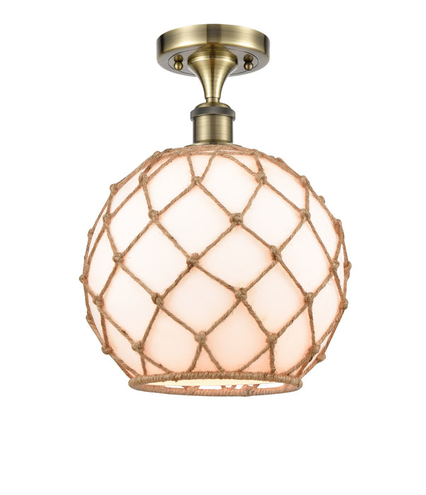 Innovations 516-1C-AB-G121-10RB-LED LED Semi-Flush Mount, Antique Brass