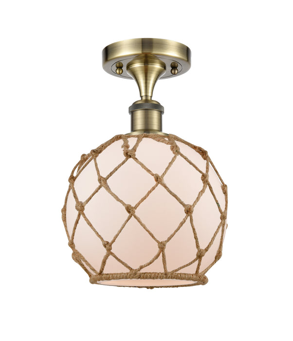 Innovations 516-1C-AB-G121-8RB One Light Semi-Flush Mount, Antique Brass