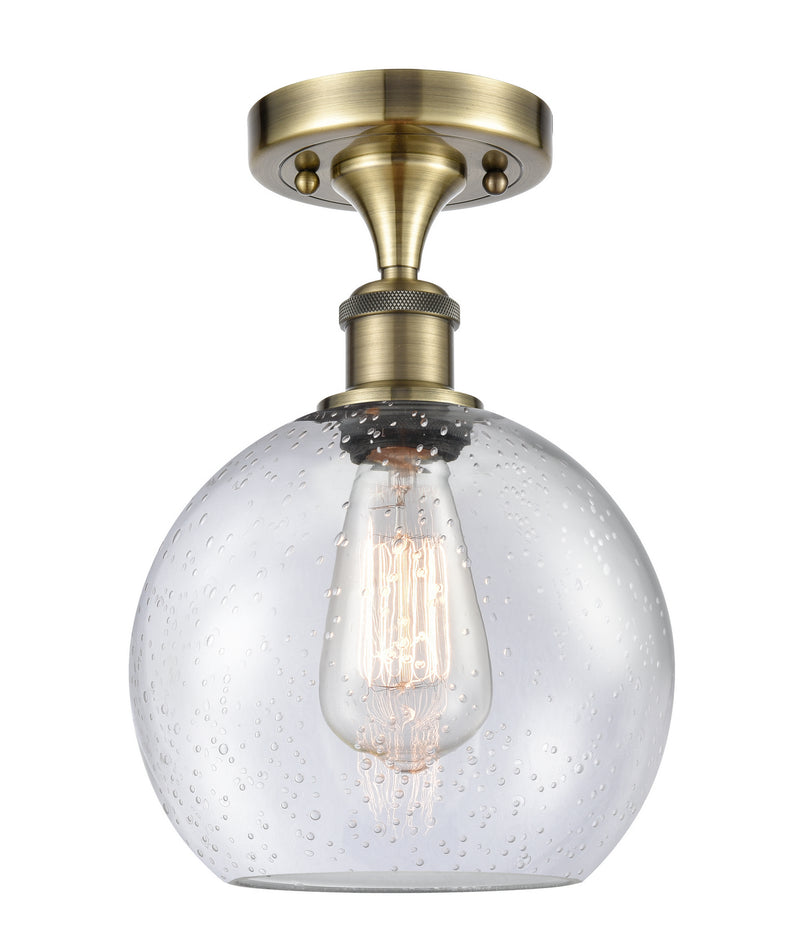Innovations 516-1C-AB-G124-8 One Light Semi-Flush Mount, Antique Brass