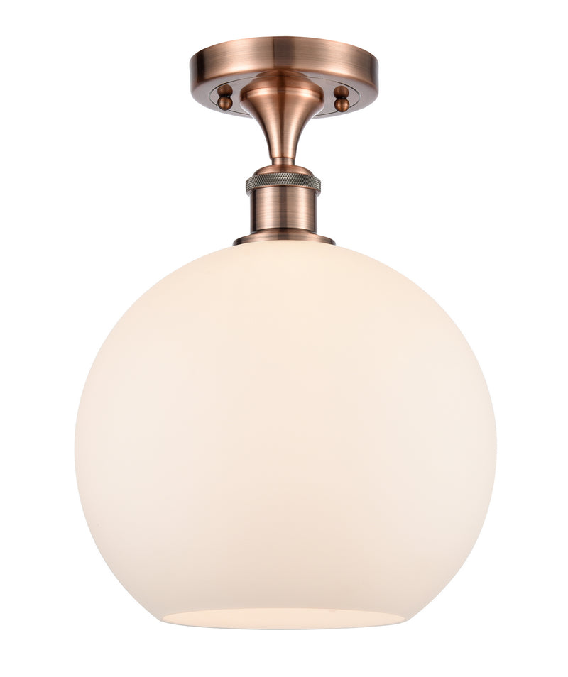 Innovations 516-1C-AC-G121-10-LED LED Semi-Flush Mount, Antique Copper