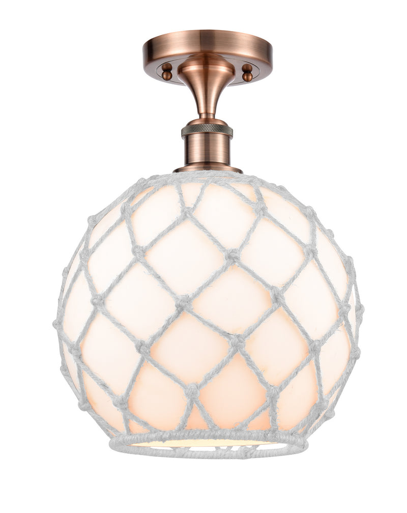 Innovations 516-1C-AC-G121-10RW One Light Semi-Flush Mount, Antique Copper