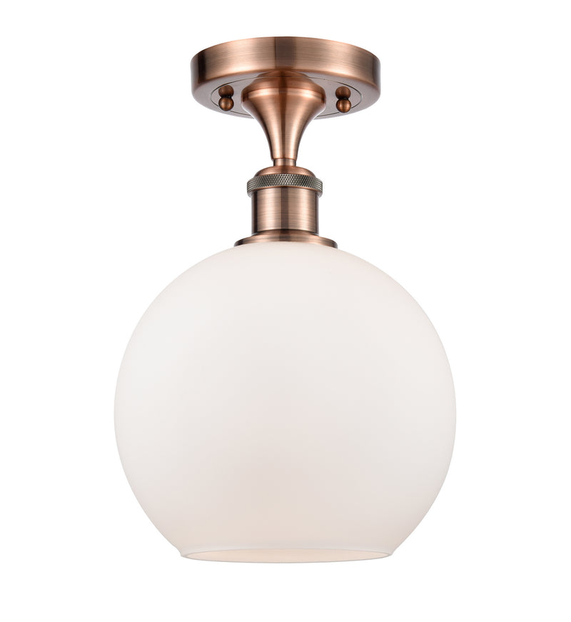 Innovations 516-1C-AC-G121-8 One Light Semi-Flush Mount, Antique Copper