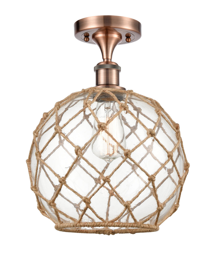 Innovations 516-1C-AC-G122-10RB-LED LED Semi-Flush Mount, Antique Copper