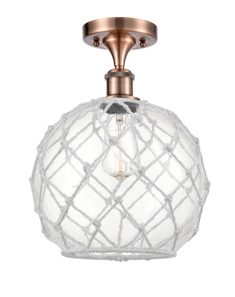 Innovations 516-1C-AC-G122-10RW One Light Semi-Flush Mount, Antique Copper