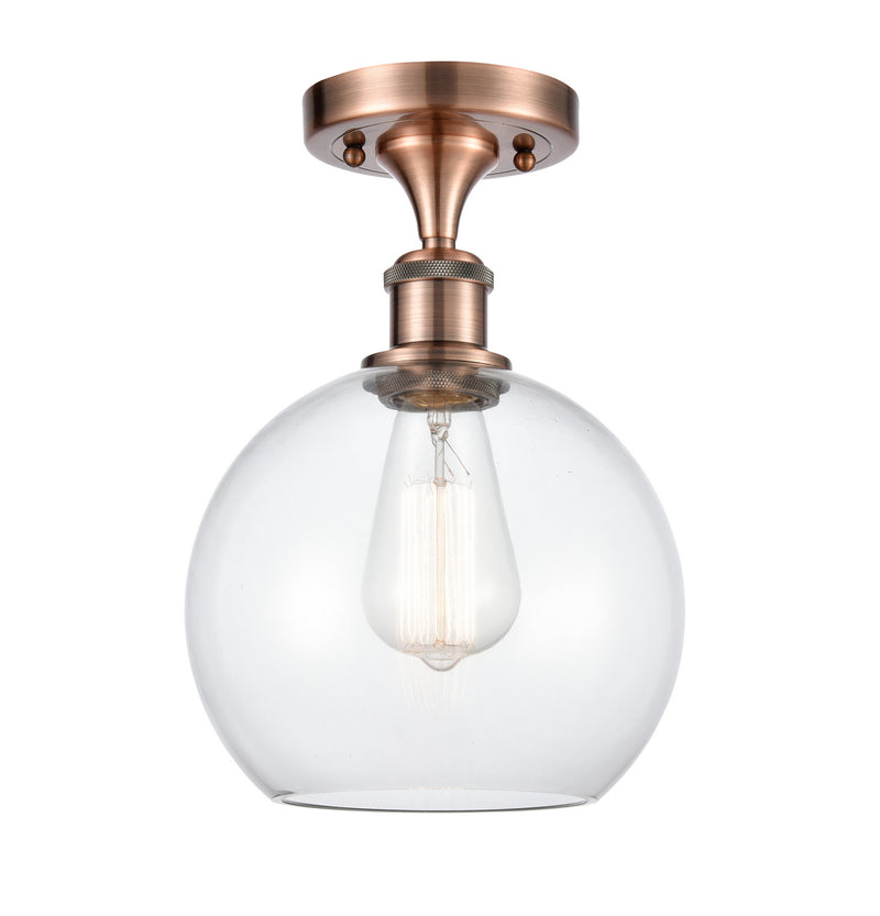 Innovations 516-1C-AC-G122-8-LED LED Semi-Flush Mount, Antique Copper