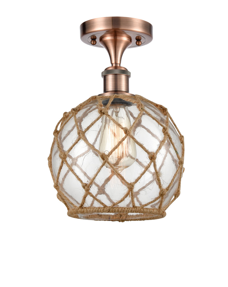 Innovations 516-1C-AC-G122-8RB-LED LED Semi-Flush Mount, Antique Copper