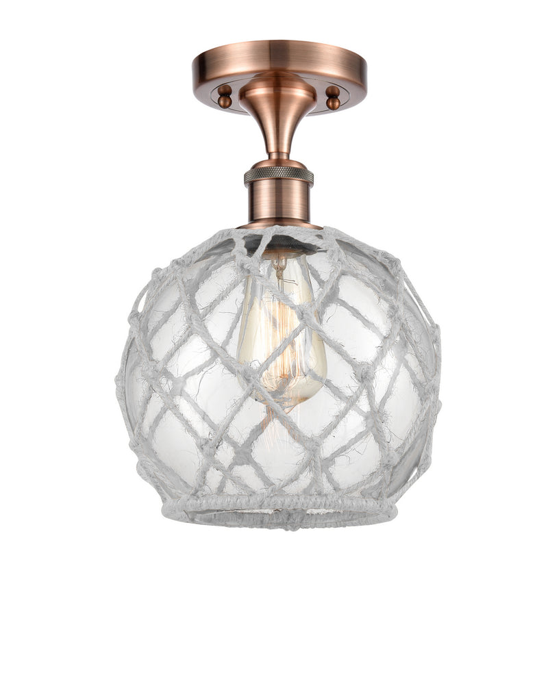 Innovations 516-1C-AC-G122-8RW One Light Semi-Flush Mount, Antique Copper