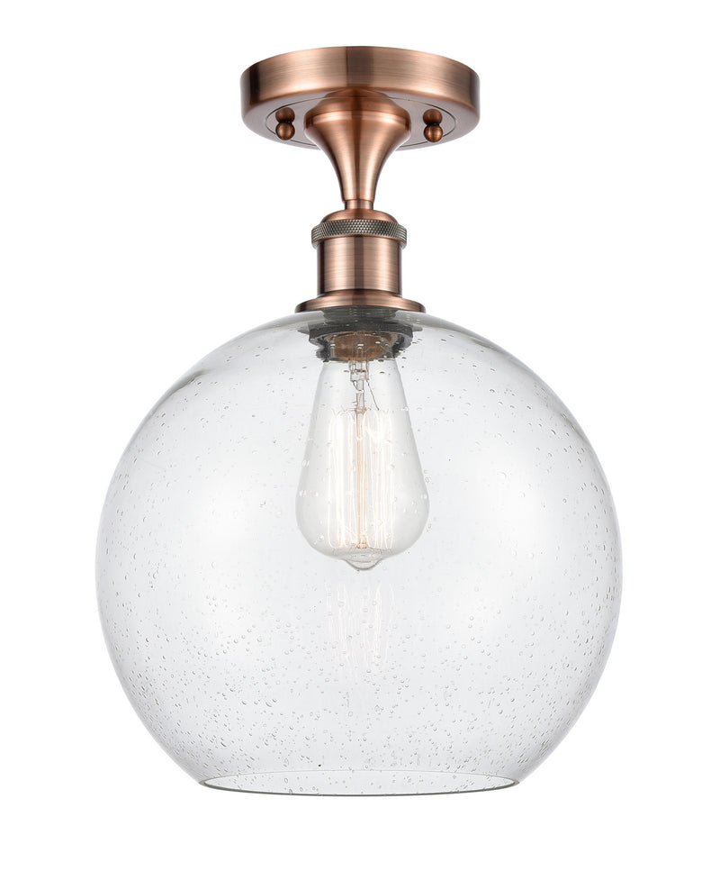 Innovations 516-1C-AC-G124-10-LED LED Semi-Flush Mount, Antique Copper