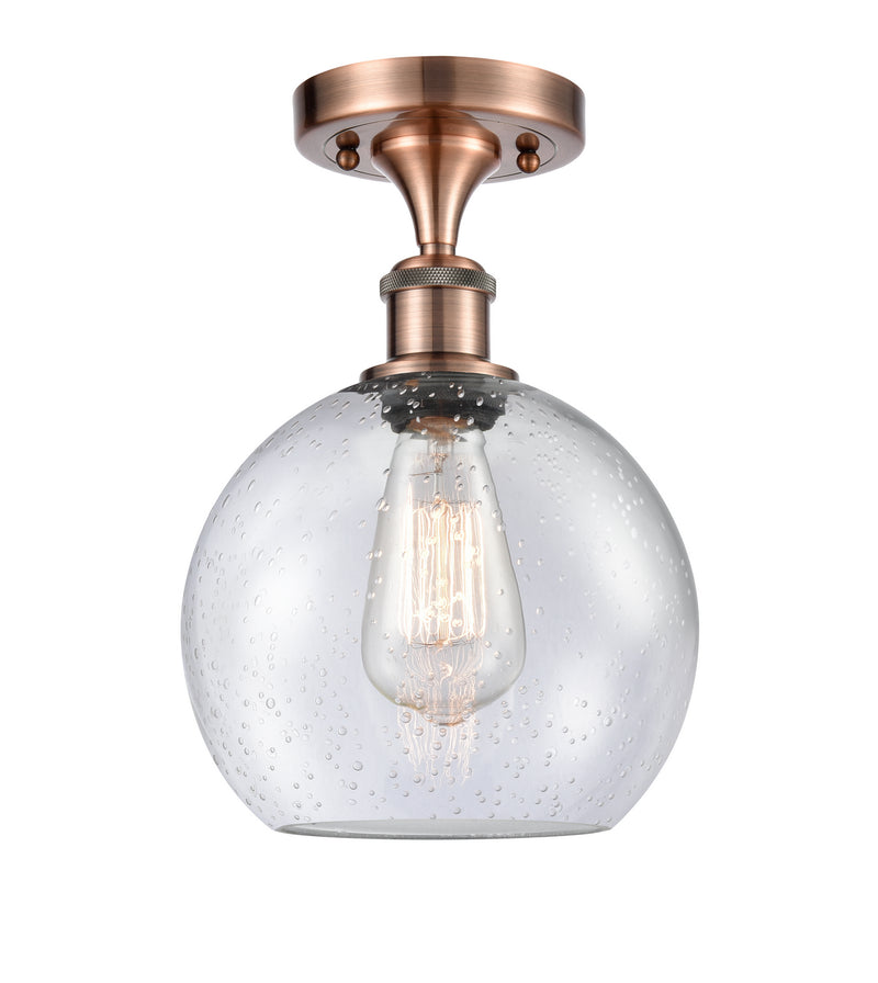 Innovations 516-1C-AC-G124-8 One Light Semi-Flush Mount, Antique Copper