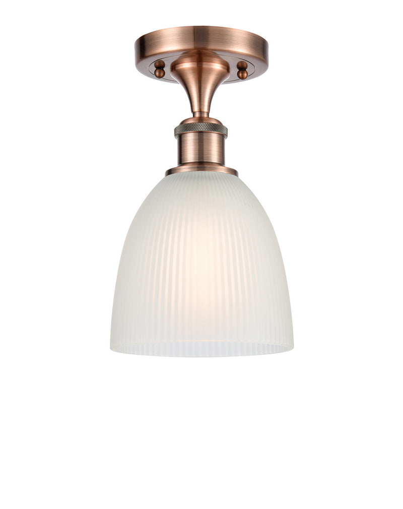 Innovations 516-1C-AC-G381 One Light Semi-Flush Mount, Antique Copper