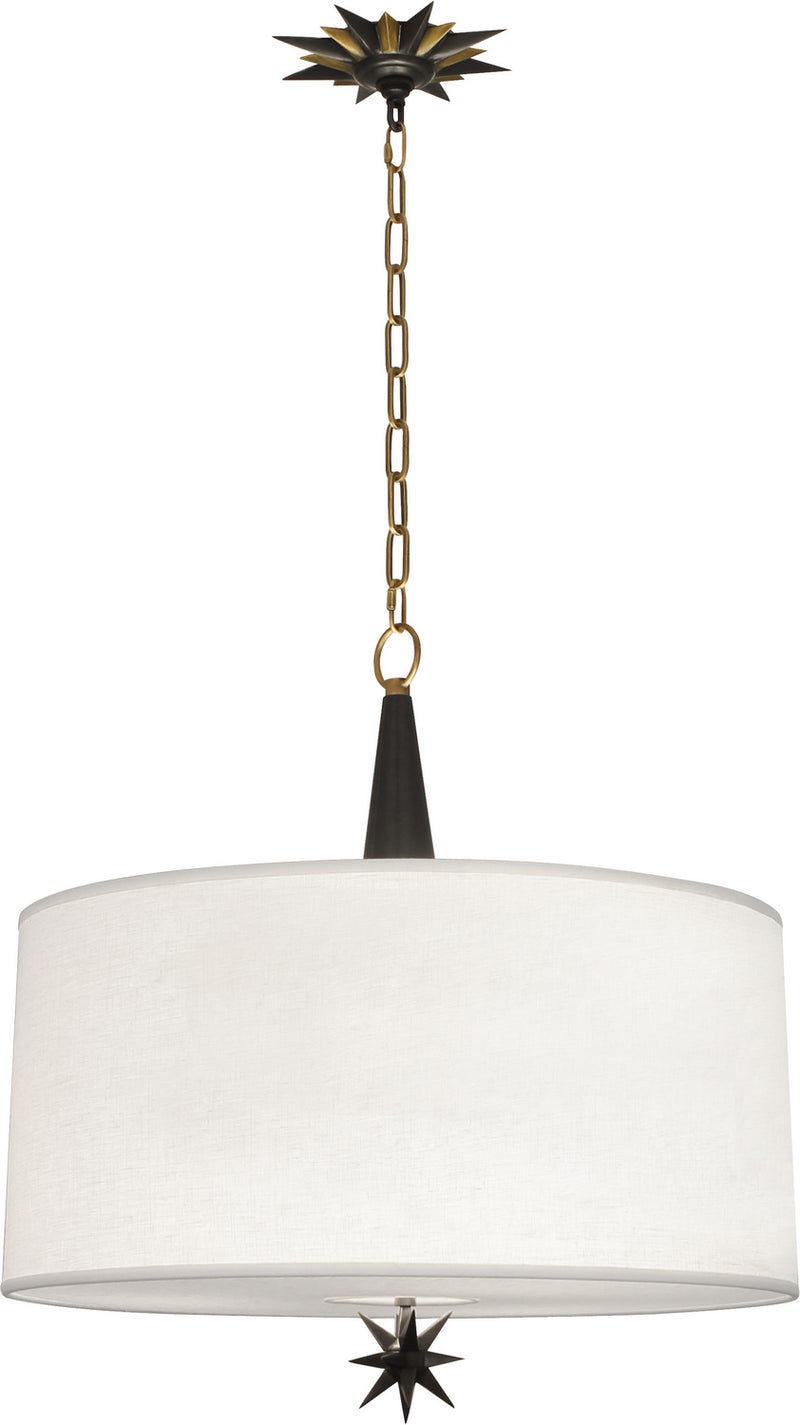 Robert Abbey 1023 Three Light Pendant, Deep Patina Bronze w/Warm Brass