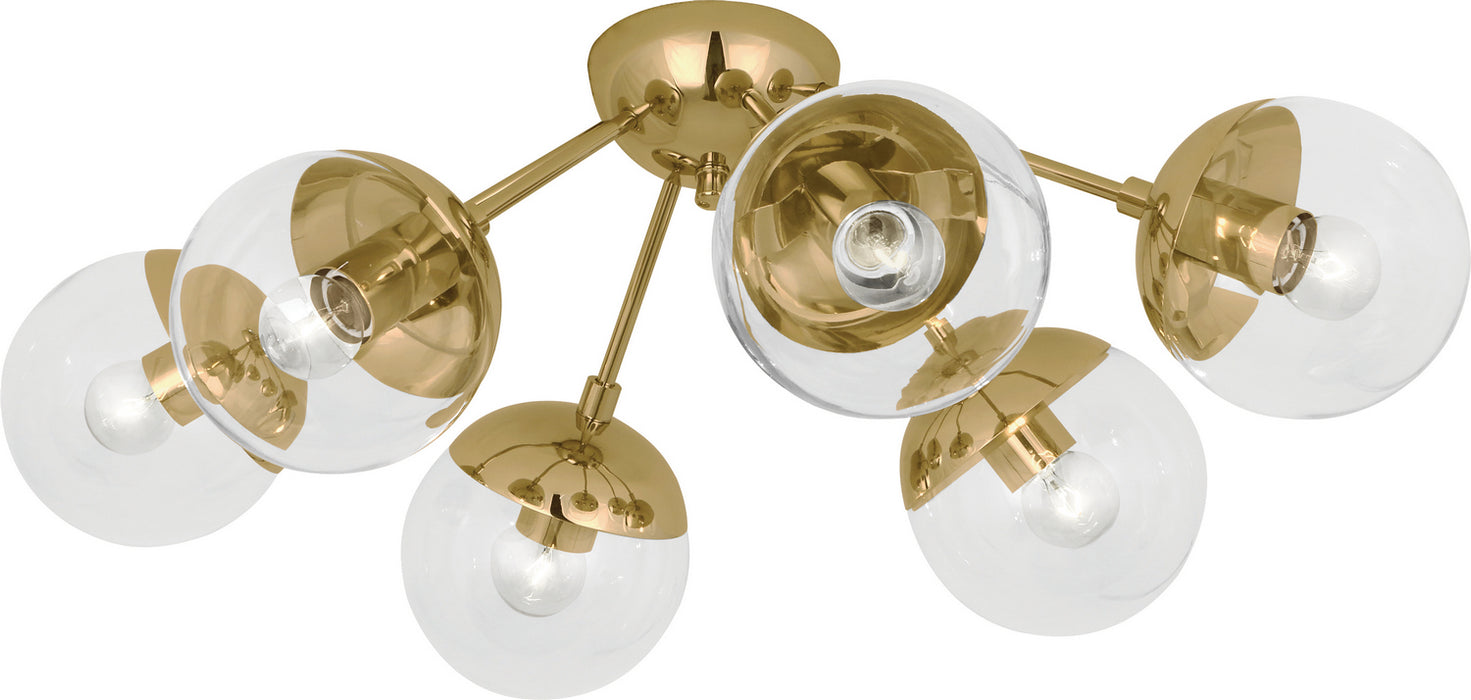 Robert Abbey 1217 Six Light Flushmount, MODERN BRASS