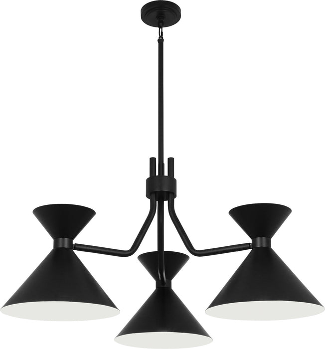 Robert Abbey 1254 Three Light Chandelier, Matte Black