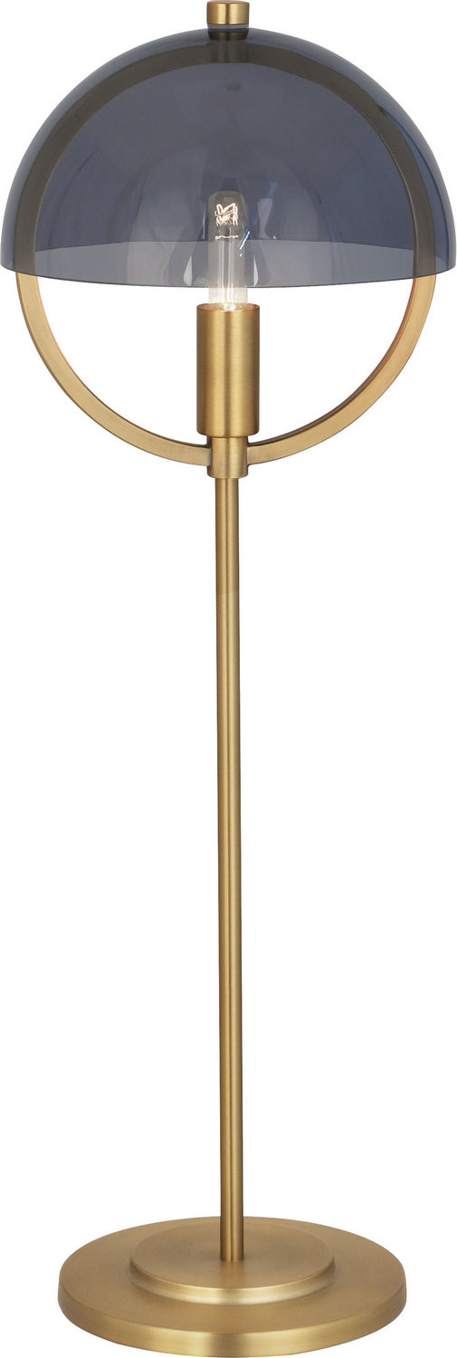 Robert Abbey 600 One Light Table Lamp, Lacquered Burnished Brass w/Smoked Glass