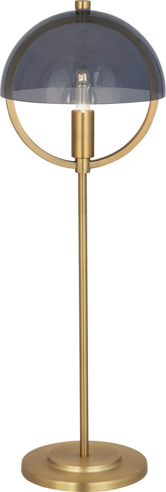 Robert Abbey 600 One Light Table Lamp, Lacquered Burnished Brass w/Smoked Glass