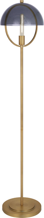Robert Abbey 601 One Light Floor Lamp, Lacquered Burnished Brass w/Smoked Glass